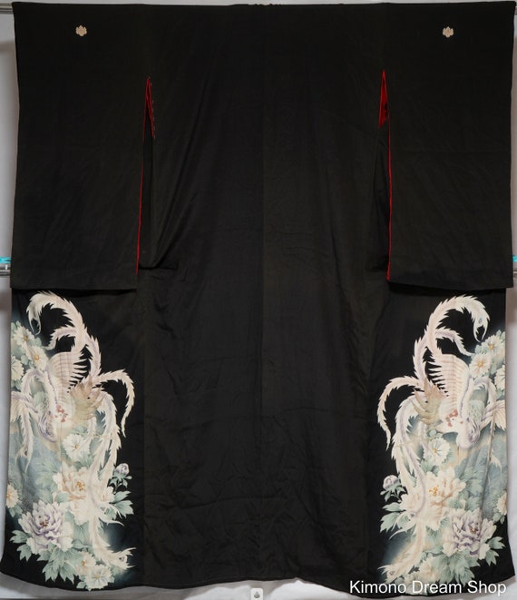 White Phoenixes Tomesode - Antique Women's Kimono… - image 1