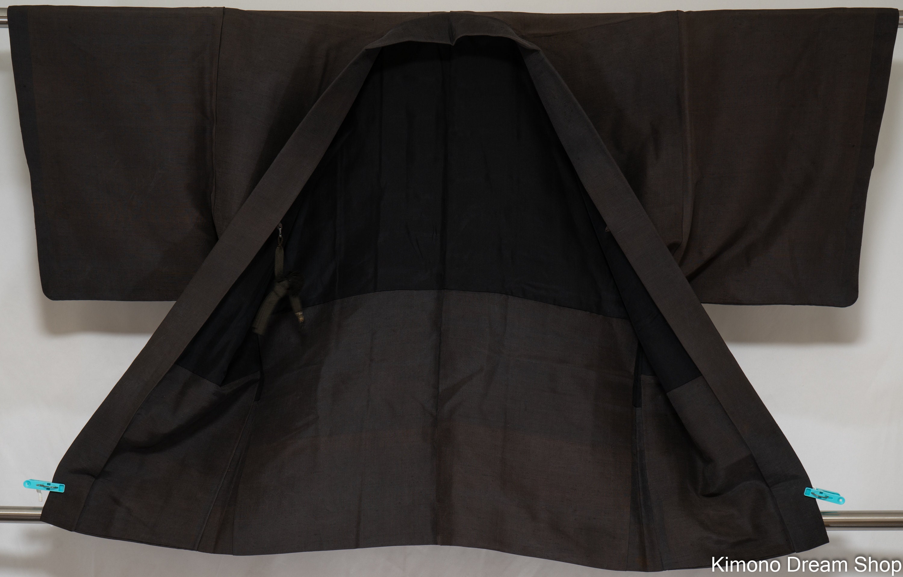 Tanish Brown/Black Men's Haori - Vintage Raw Silk Men's Jacket ...