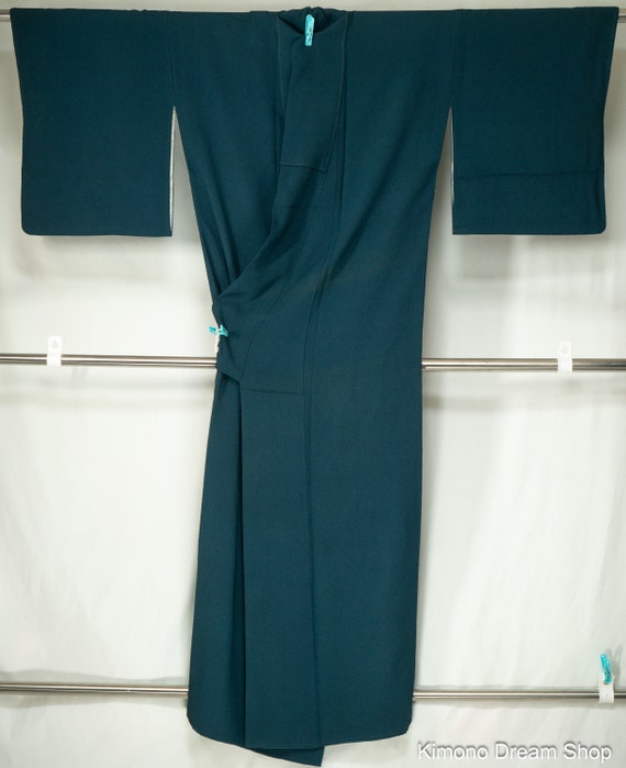 Dark Greenish Blue Iromuji Women's Kimono with De… - image 3