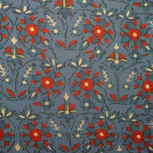Blue Red Flowers Komon Women&#39;s Kimono Soft Silk - Abstract Simple Flowers