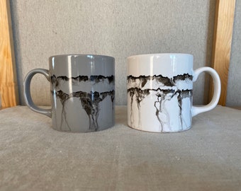 Hand bemalt Keramik Tassen Porzellan Kaffee Teetasse schwarz und weiß einzigartige Kunst Geschenk