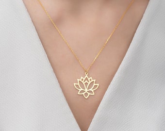 Silver Lotus Flower Necklace, Lotus Flower Jewelry, Lotus Pendants, Lotus Charm, Jewelry For Women Gold Lotus Necklace