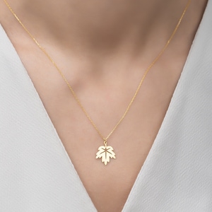 14K Gold Sycamore Leaf Necklace, 925 Silver Plane Tree Leaves Necklace, Leaf Pendant, Leaf Jewelry, Gift For Her