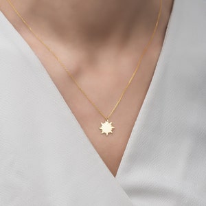 14K Gold Sun Necklace, Sunshine Necklace, Sun Pendant, 925 Silver Sun Jewelry, Celestial Necklace, Gift For Her