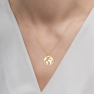 Sterling Silver World Map Necklace: Travel Jewelry Gift
