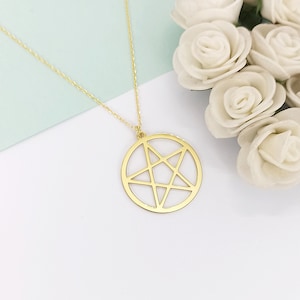14k Gold Pentagram Necklace: Wiccan Pentacle Pendant