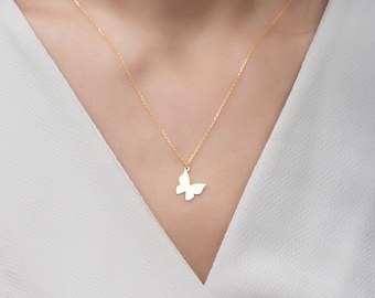 Butterfly Necklace, Butterfly Pendant, 925 Silver Butterfly Charm, 14K Gold Butterfly Jewelry, Animal Jewelry, Gifts For Her