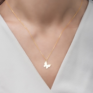 Handmade Butterfly Pendant Necklace: 925 Sterling Silver or 14K Gold