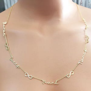 Gold Multiple Name Necklace: Sterling Silver Family Jewelry Gift