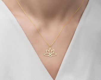 Lotus Flower Necklace, Lotus Flower Pendant, Silver Lotus Charm, Lotus Jewelry For Women, Gold Lotus Necklace, Gift For Her