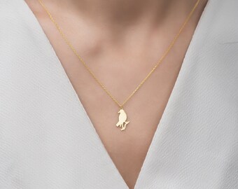 Dove Necklace, Gold Pigeon Necklace, Silver Bird Jewelry, Perched Bird Necklace, Dove Charm, Bird Pendant, Animal Jewelry,