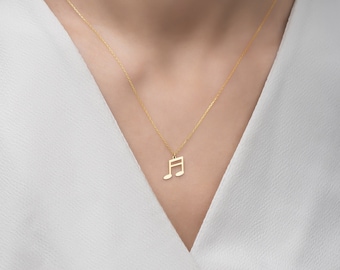 Gold Music Note Necklace, Double Eighth Note Necklace, Double Music Note Pendant, Note Jewelry, Music Lover Gift