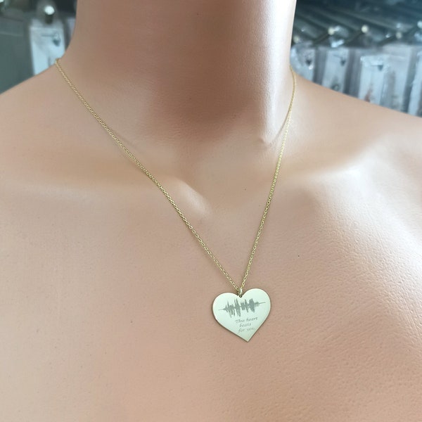 HeartBeat Name Necklace Heart, Personalized Heart Rhythm Necklace Heart, Customized HeartBeat Jewelry, Heart Name Necklace, Gift For Her