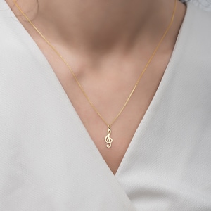 Sterling Silver Treble Clef Necklace: Music Note Pendant