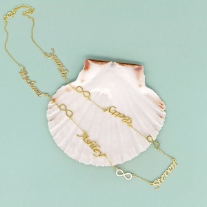 Gold Multiple Name Necklace: Sterling Silver Family Keepsake