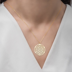 Handmade Flower of Life Pendant: Sterling Silver or 14K Gold Necklace