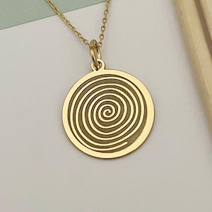 14k Solid Gold Celtic Spiral Necklace, Personalized Celtic Spiral Pendant, Ancient Celtic Spiral Jewelry, Spiral Charm Necklace