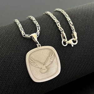 Eagle Necklace, 925 Sterling Silver Men&#39;s Pendant, Premium Wildlife Jewelry, Powerful Bird Pendant Gift For Men