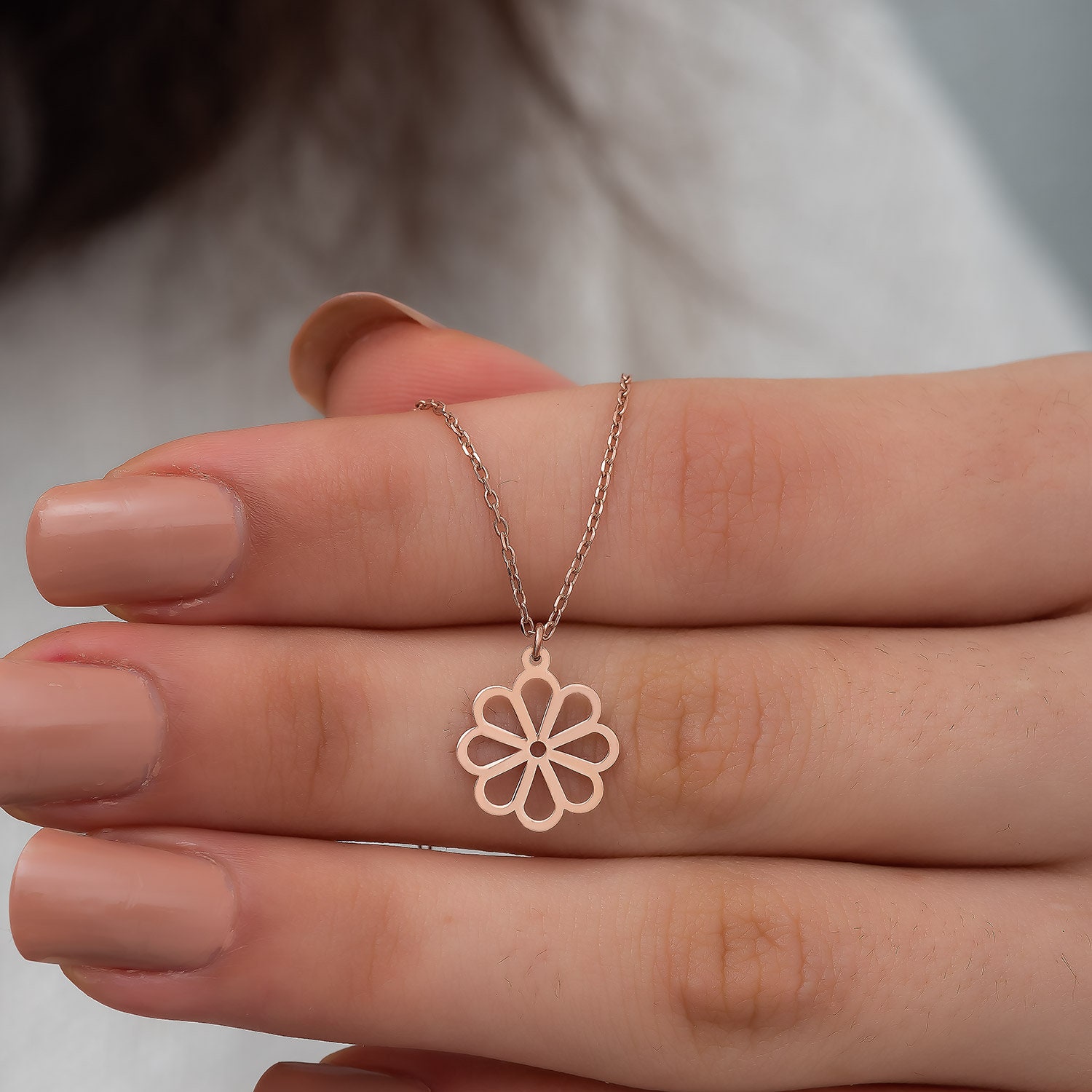 Daisy Necklace, Daisy Pendant, 14K Gold Daisy Jewelry, 925