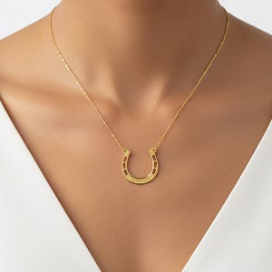 14k Gold Horseshoe Name Necklace: Personalized Lucky Pendant