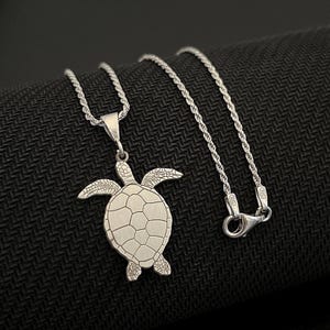 Sterling Silver Sea Turtle Necklace - Ocean Jewelry for Men