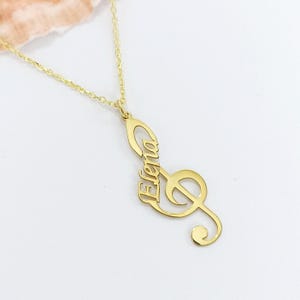 Personalized Treble Clef Name Necklace: Sterling Silver Music Jewelry
