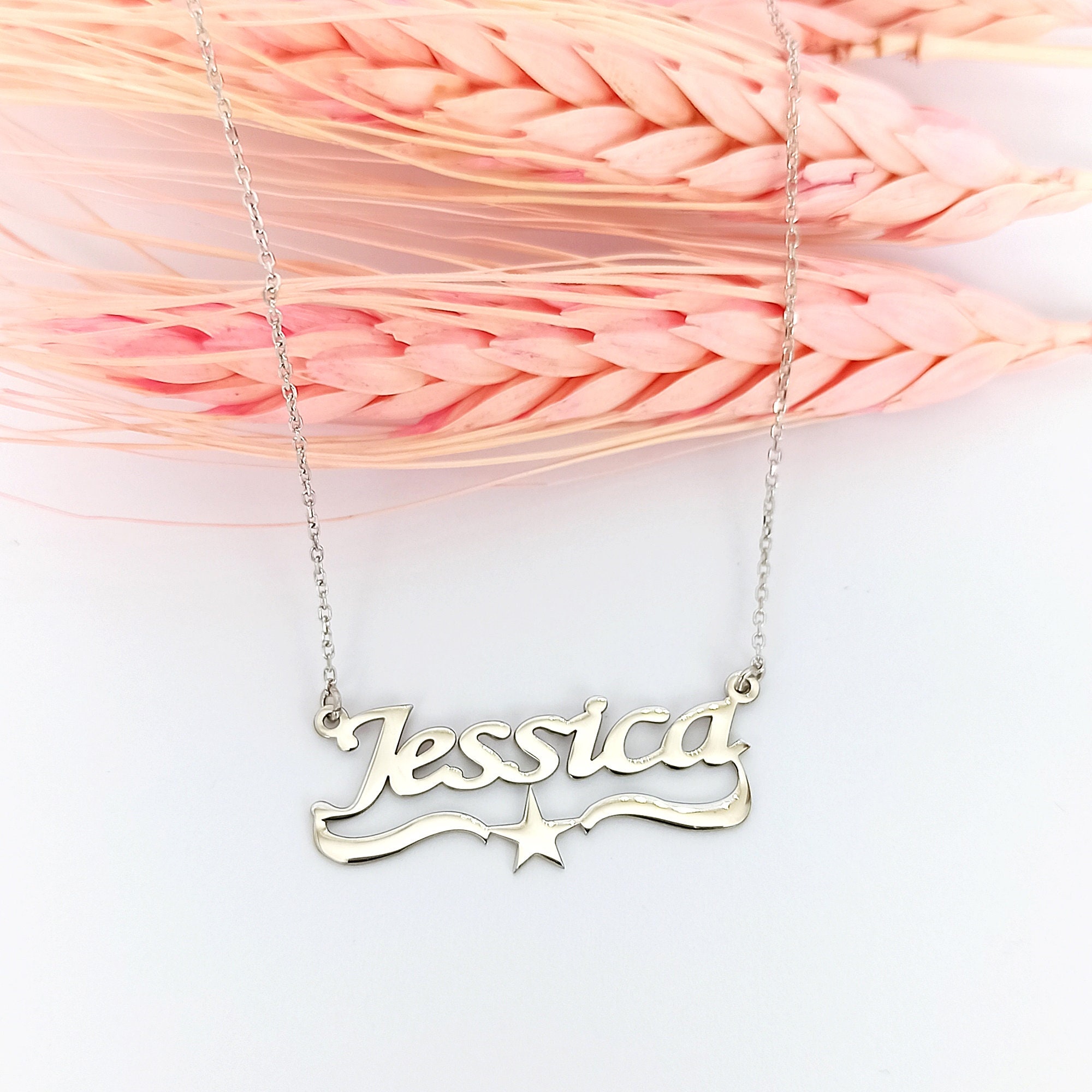 Customized name necklace silver star name necklace etsy