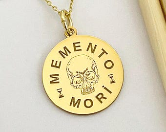 925 Sterling Silver Memento Mori Pendant: Personalized Mens Skull Necklace