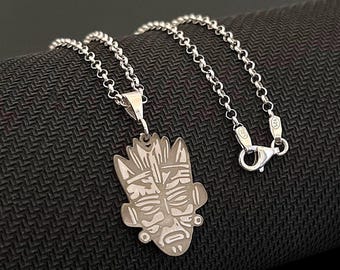 African Mask Necklace | Sterling Silver | Tribal Jewelry | Gifts For Him