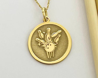 925 Sterling Silver Bowling Necklace: Personalized Ball & Pins Pendant