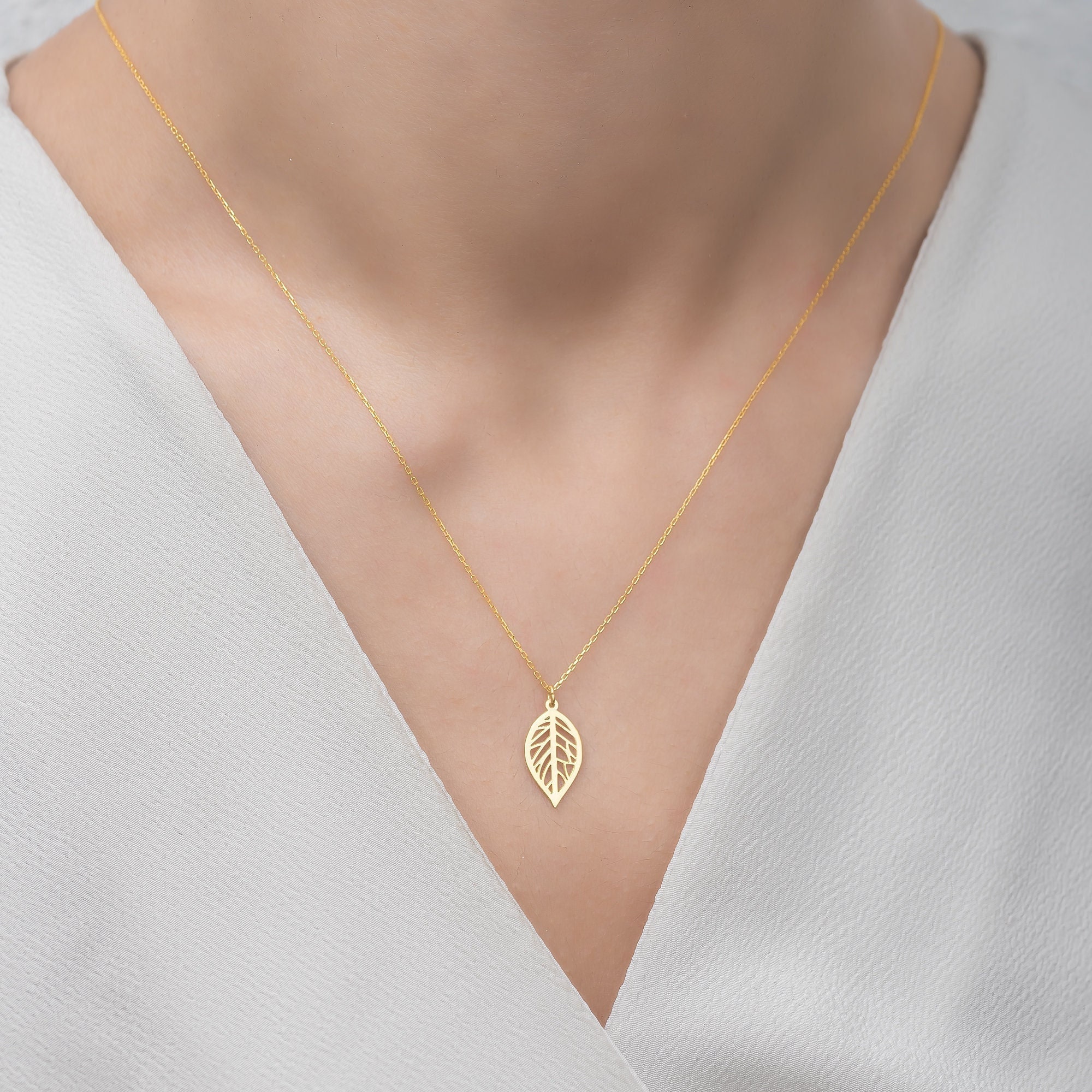 ネックレス・ペンダント Gold Woven Leaf Necklace Gold Tobacco Leaf Necklace With 14kt Gold Vermeil Tobacco