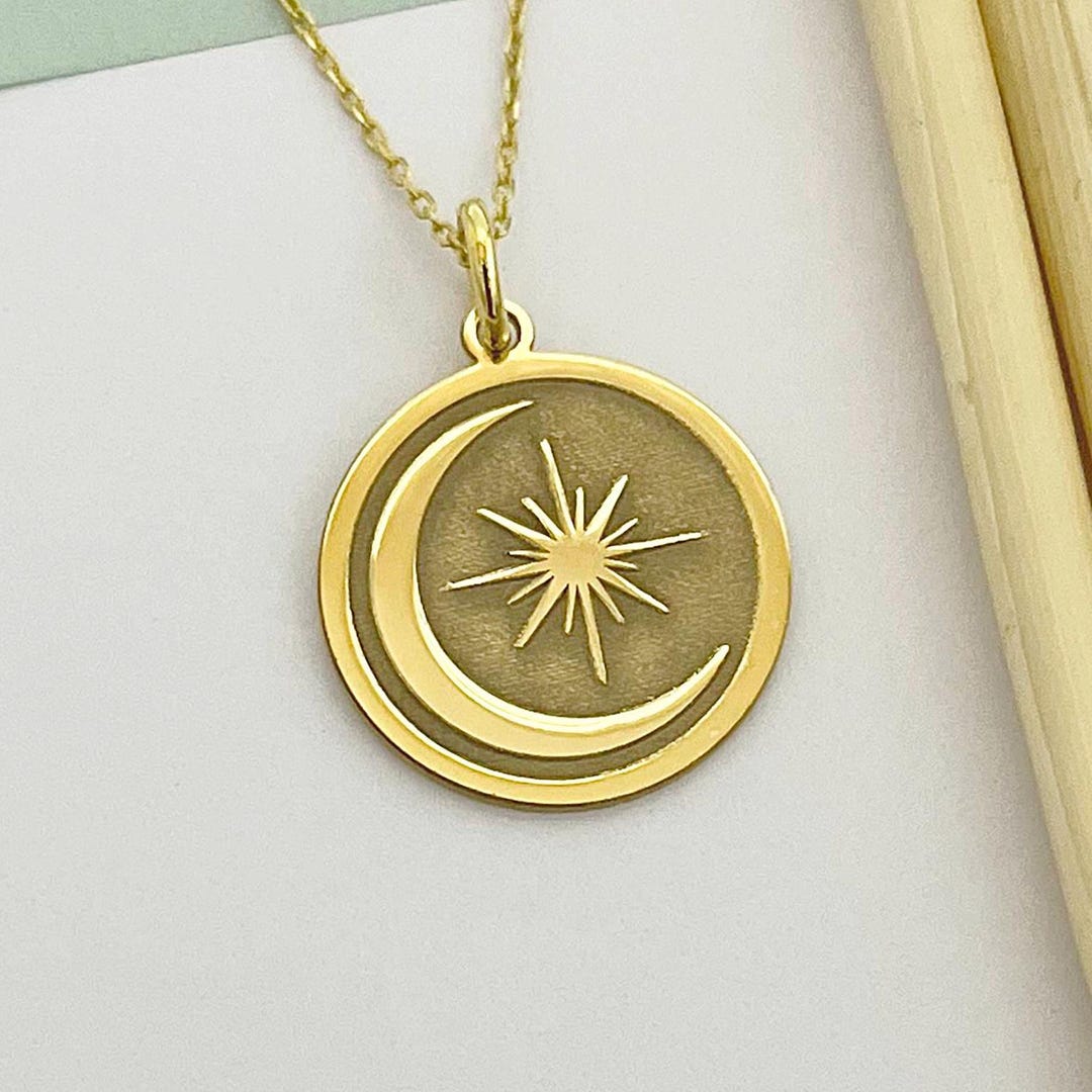 925 Sterling Silver Moon and Star Necklace: Custom Celestial Jewelry ...