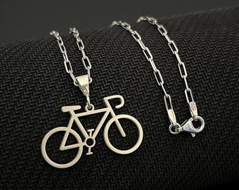 Sterling Silver Bike Necklace: Cycling Enthusiast Jewelry, Dainty Bicycle Pendant