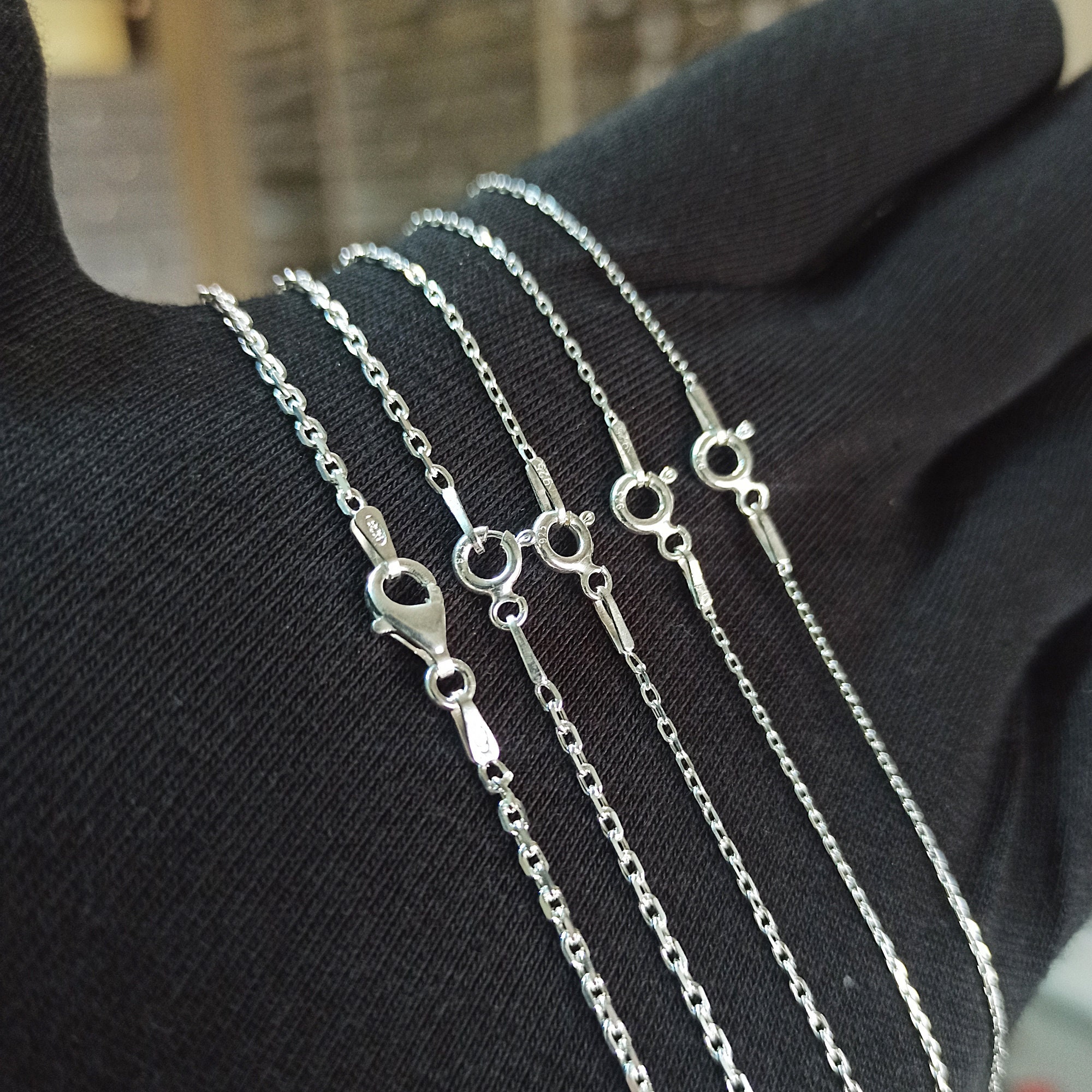 Sterling Silver Anchor Cable Chain Necklace: Unisex Pendant