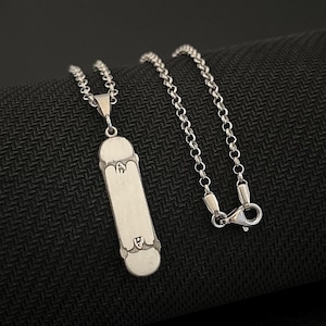 Sterling Silver Skateboard Pendant Necklace: Urban Streetwear Jewelry