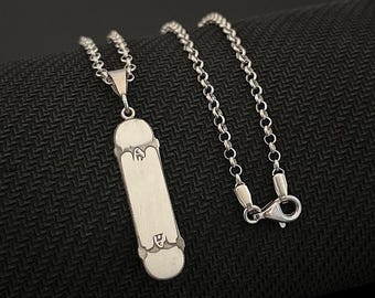 Skateboard Necklace Sterling Silver | Urban Streetwear Jewelry | Gifts For Him