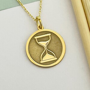 14k Solid Gold Hourglass Necklace: Personalized Time Turner Pendant
