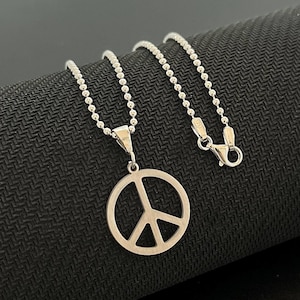 Sterling Silber Peace Zeichen Halskette: Boho Hippie Anhänger, Geschenke für Ihn