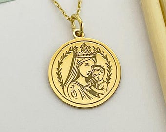 925 Sterling Silver Mary and Jesus Pendant, Personalized Orthodox Jewelry