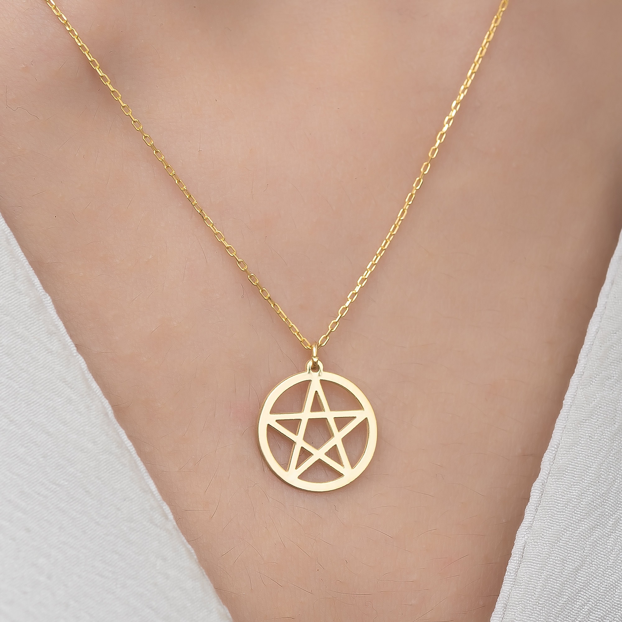 Pentagram Necklace, Pentacle Necklace, 925 Silver Pentagram Pendants, 14K Gold Pentacle Charm, Gifts for Her - Etsy