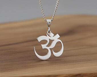 Om Necklace for Men, Groomsmen Gift, Men's Necklace With a Silver