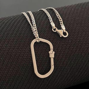 925 Sterling Silver Carabiner Necklace For Climber, Carabiner Pendant Necklace for Climbing Fans, Climbing Equipment Jewelry, Men&#39;s Jewelry