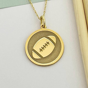 14k Solid Gold Football Necklace: Personalized Sports Pendant