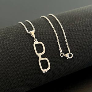 Sterling Silver Glasses Necklace for Men: Minimalist Eyewear Pendant