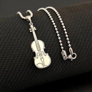 925 Sterling Silver Violin Necklace, Musician&#39;s Violin Pendant, Dainty Music Lover Jewelry, Perfect Gift for Violinists And Music Teachers