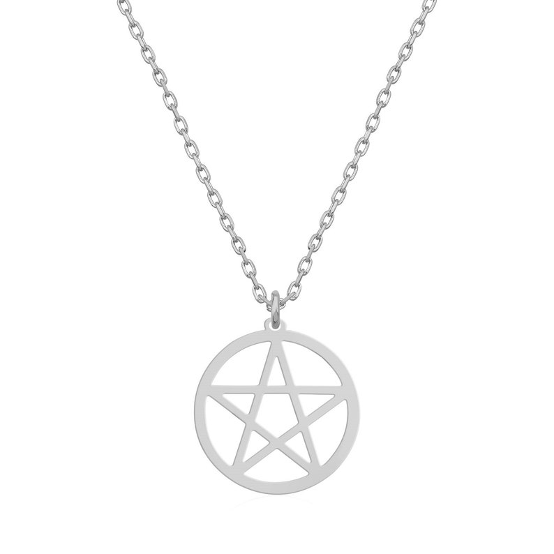 Pentagram Necklace Pentacle Necklace 925 Silver Pentagram Etsy