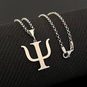 925 Sterling Silver Psychology Sign Necklace, Psi Symbol Pendant, Scientific Psychology Jewelry, Therapist Student Graduation Gift