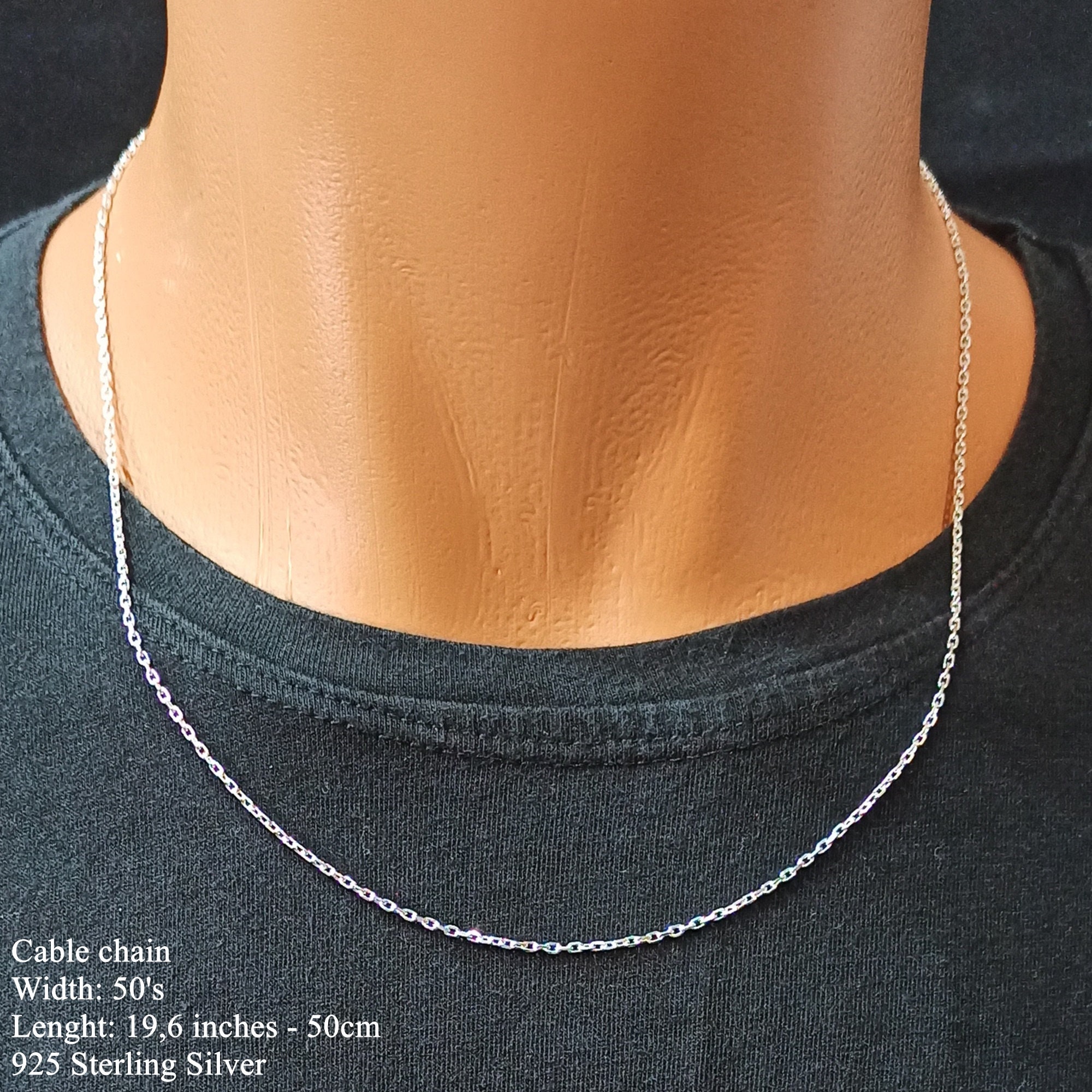 Sterling Silver Anchor Cable Chain Necklace: Unisex Pendant