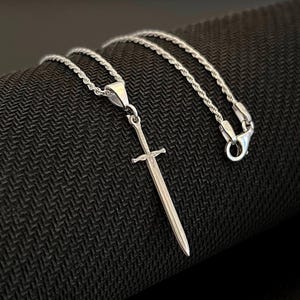 925 Sterling Silver Knight Sword Pendant - Crusader Jewelry Gift