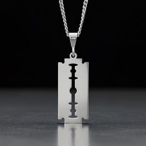 Rasierklinge Halskette | 925er Silber | Punk-Rock-Schmuck | Geschenke für Ihn